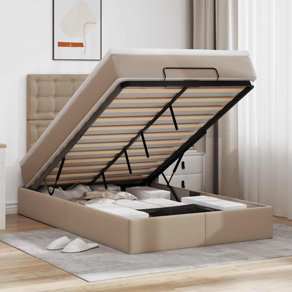 Ottoman bed met matras en LED's 120x190 cm kunstleer is nu te koop bij PeponiXL, paradijselijk wonen!