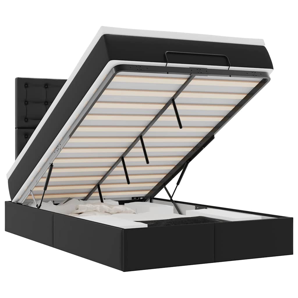 Ottoman bed met matras en LED's 120x200cm kunstleer zwart is nu te koop bij PeponiXL, paradijselijk wonen!