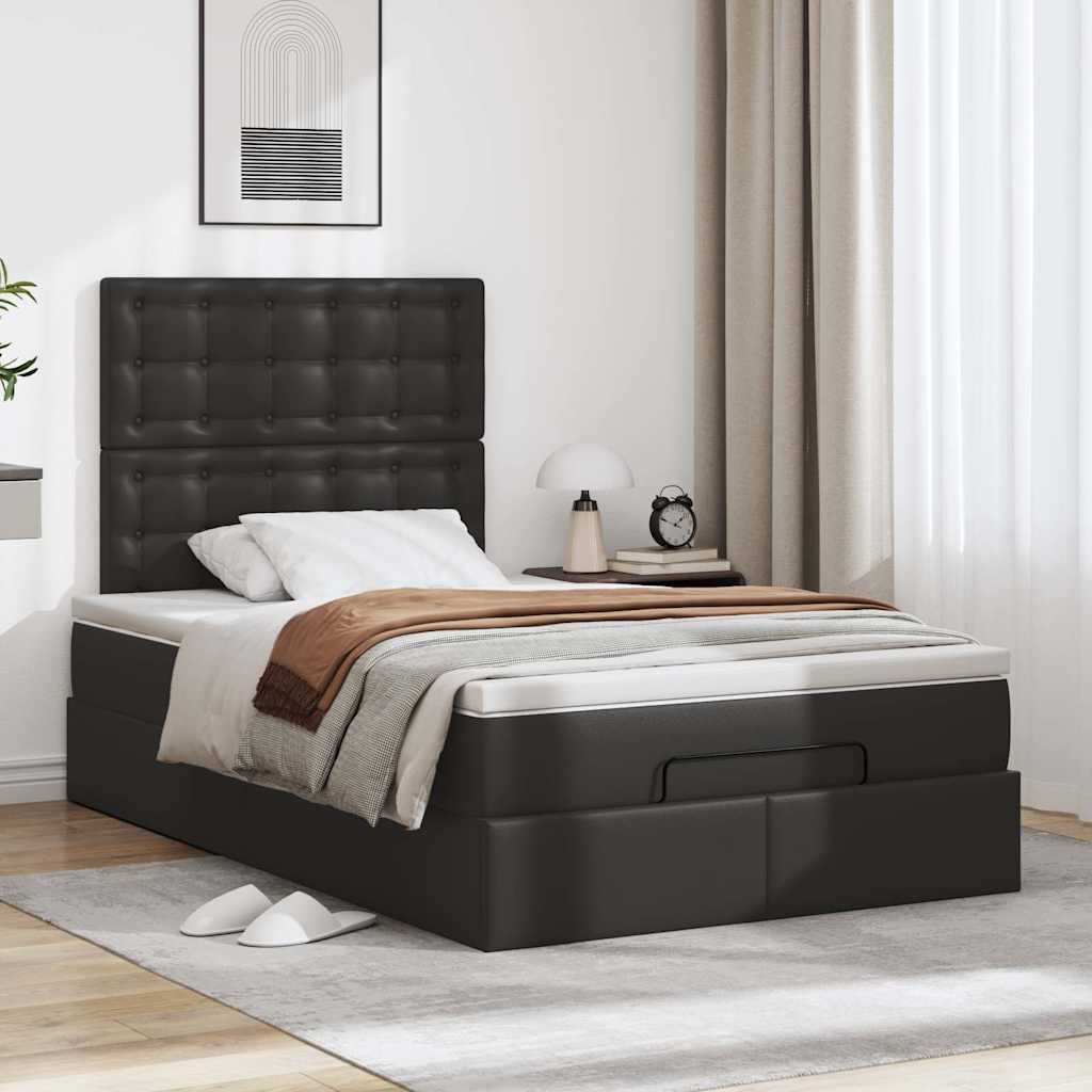 Ottoman bed met matras en LED's 120x200cm kunstleer zwart is nu te koop bij PeponiXL, paradijselijk wonen!