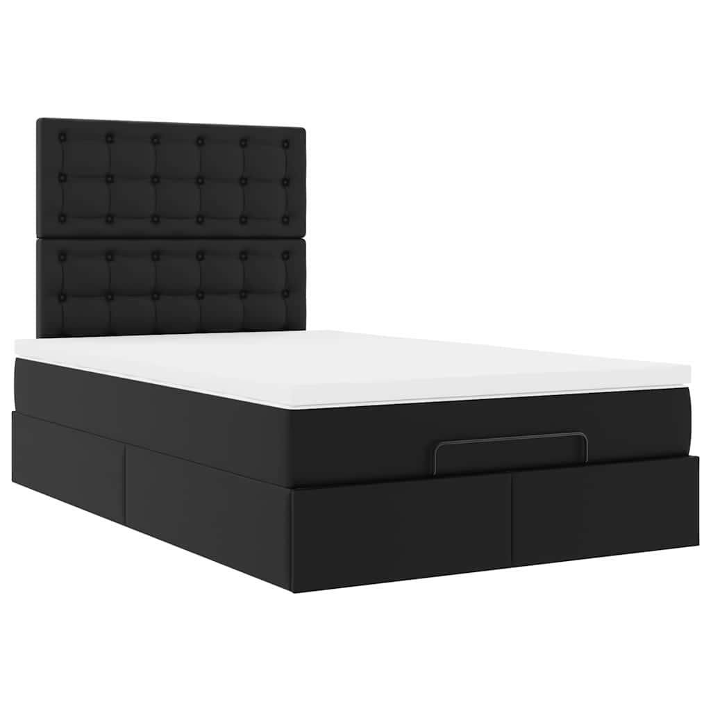 Ottoman bed met matras en LED's 120x200cm kunstleer zwart is nu te koop bij PeponiXL, paradijselijk wonen!