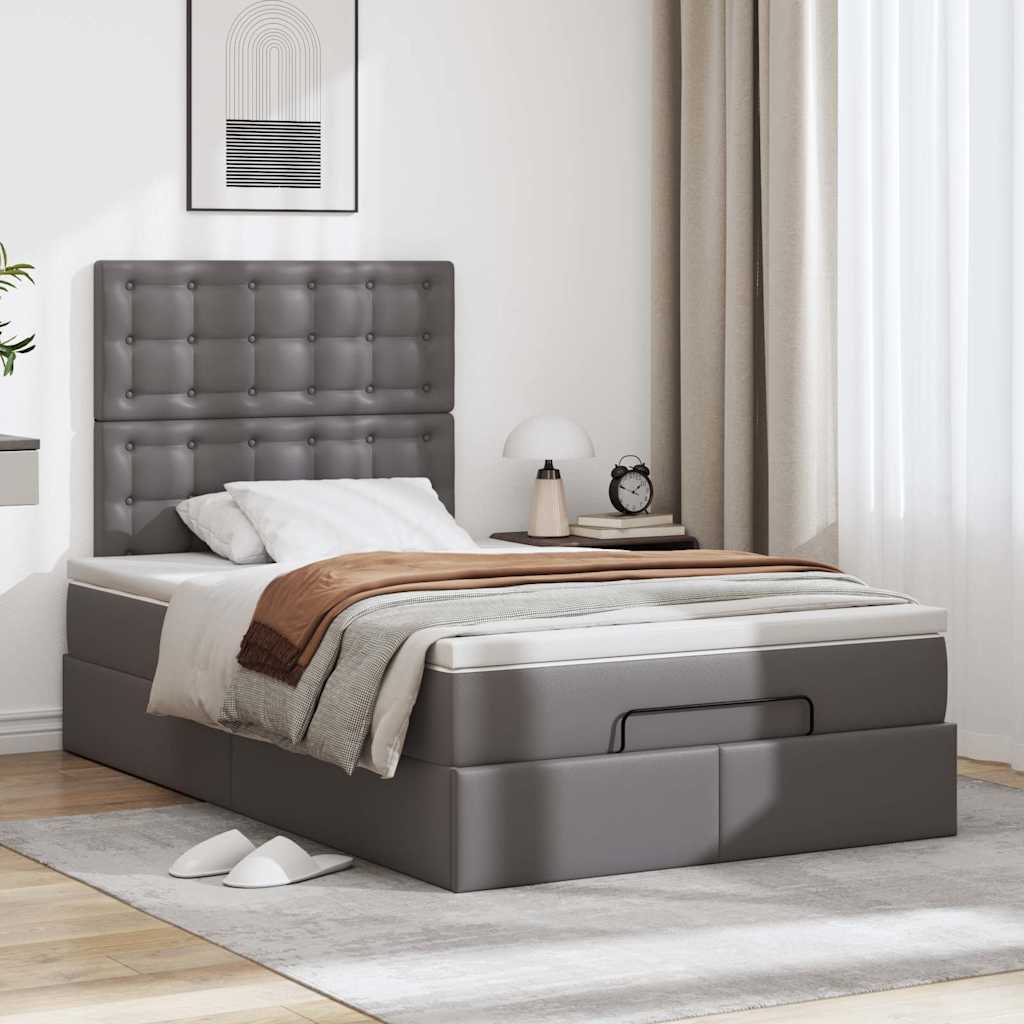 Ottoman bed met matras en LED's 120x200cm kunstleer grijs