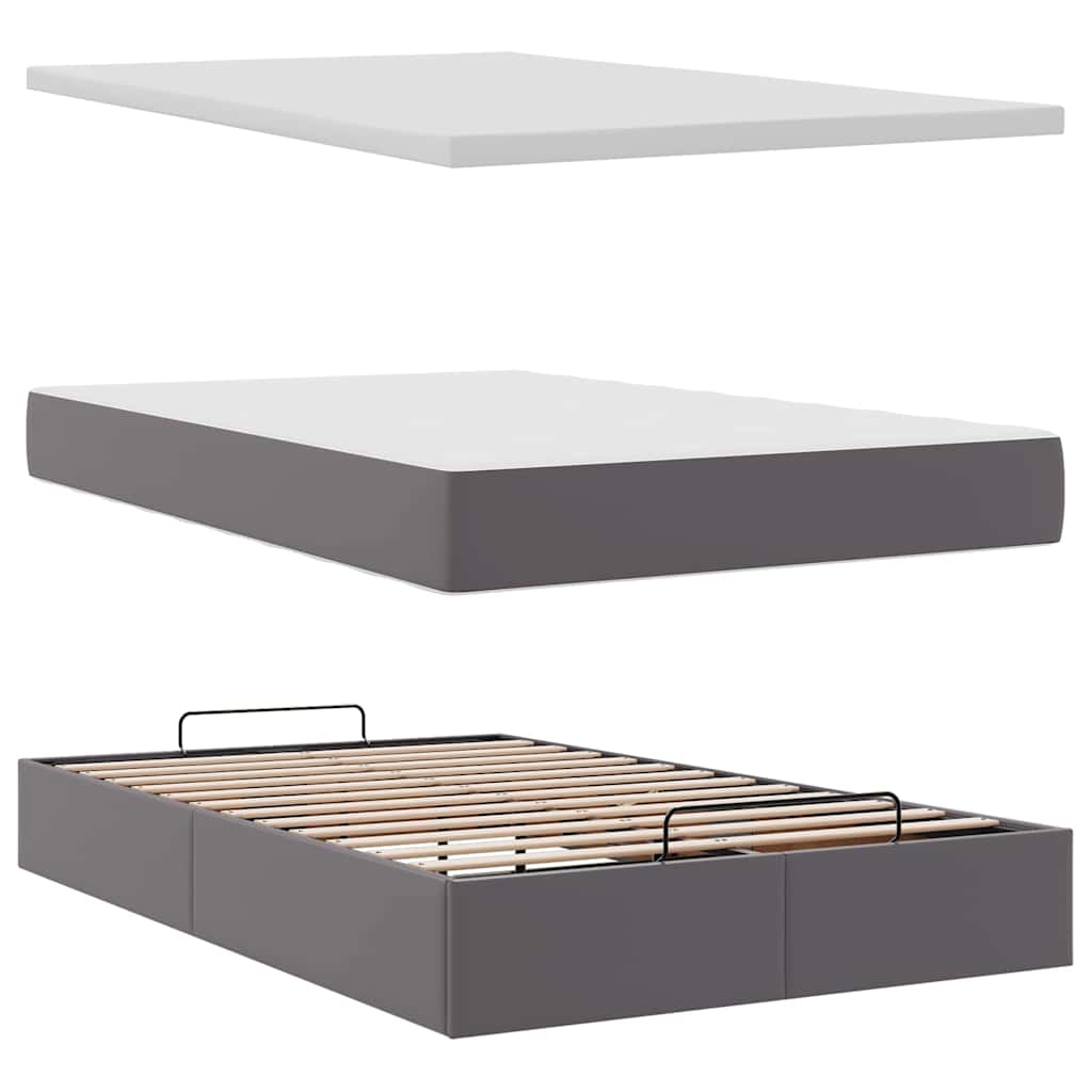 Ottoman bed met matras en LED's 120x200cm kunstleer grijs