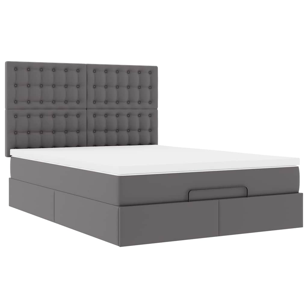 Ottoman bed met matras en LED's 140x190cm kunstleer grijs is nu te koop bij PeponiXL, paradijselijk wonen!