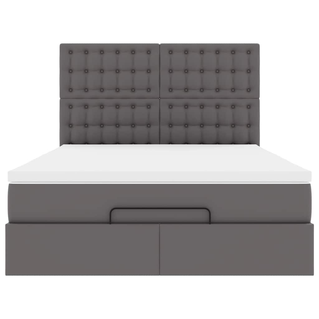 Ottoman bed met matras en LED's 140x190cm kunstleer grijs is nu te koop bij PeponiXL, paradijselijk wonen!