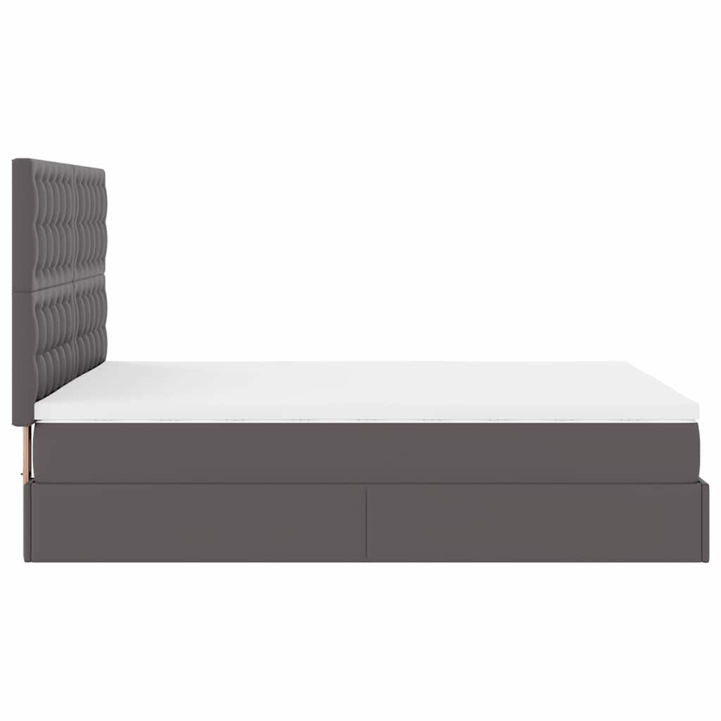 Ottoman bed met matras en LED's 140x190cm kunstleer grijs is nu te koop bij PeponiXL, paradijselijk wonen!