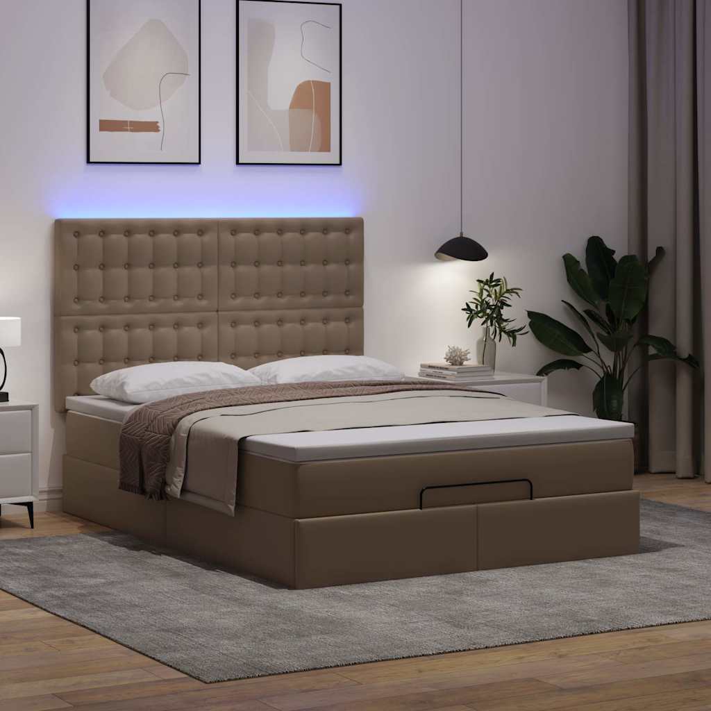 Ottoman bed met matras en LED's 140x190cm kunstleer