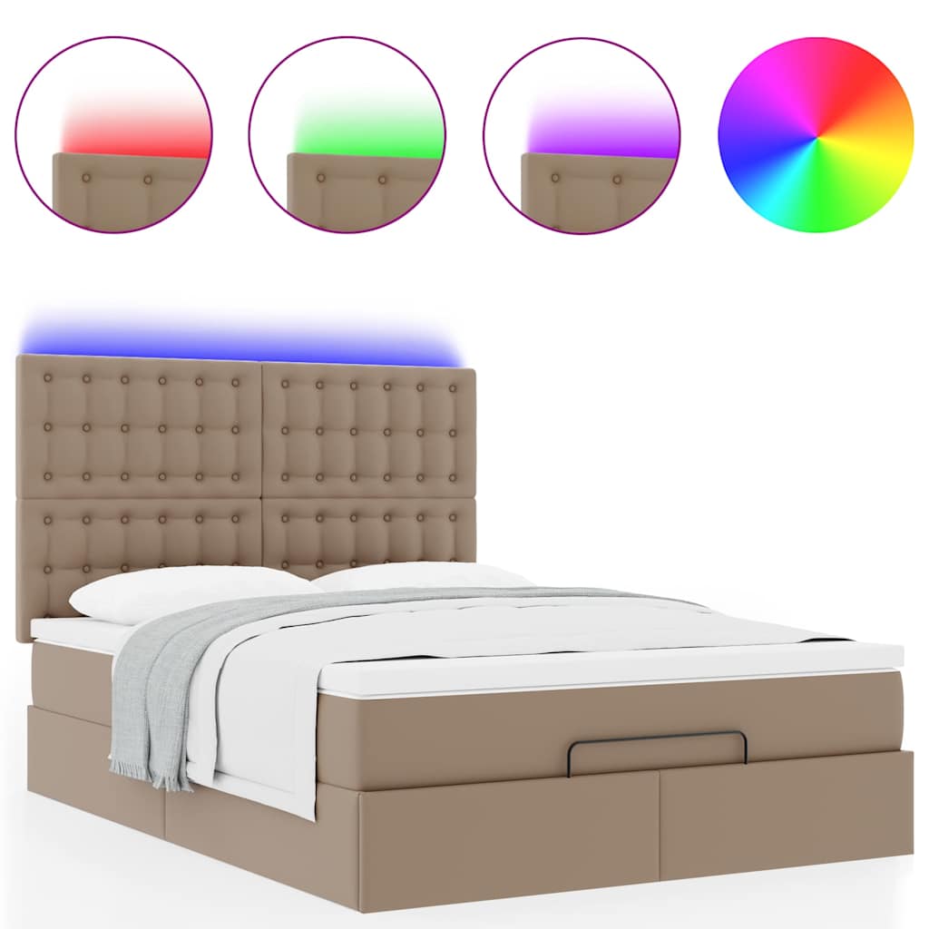 Ottoman bed met matras en LED's 140x190cm kunstleer