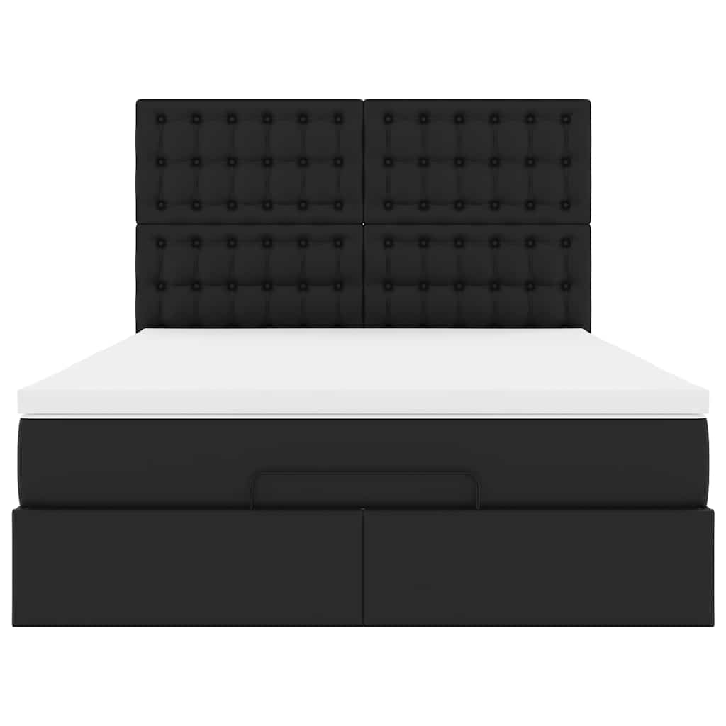 Ottoman bed met matras en LED's 140x200cm kunstleer zwart is nu te koop bij PeponiXL, paradijselijk wonen!