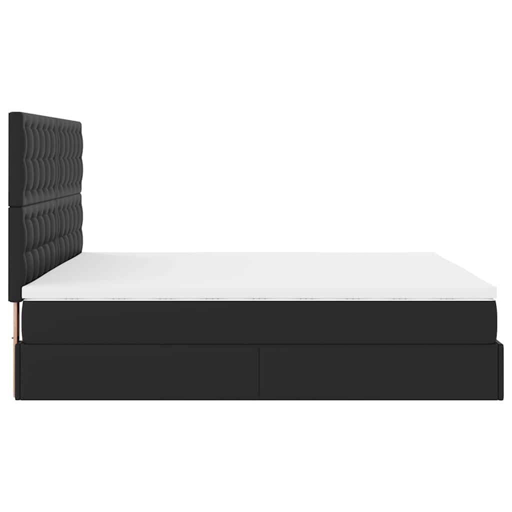 Ottoman bed met matras en LED's 160x200cm kunstleer zwart is nu te koop bij PeponiXL, paradijselijk wonen!