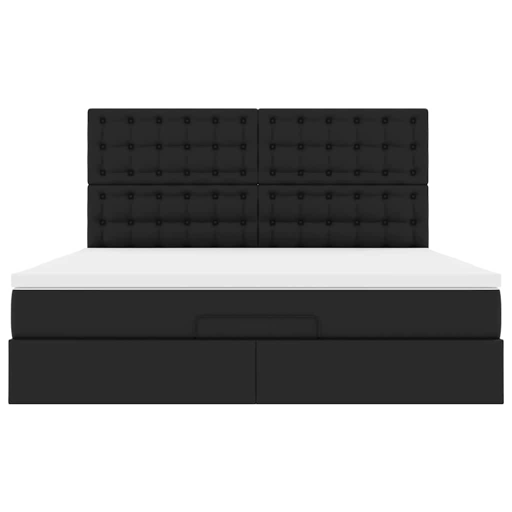 Ottoman bed met matras en LED's 180x200cm kunstleer zwart is nu te koop bij PeponiXL, paradijselijk wonen!
