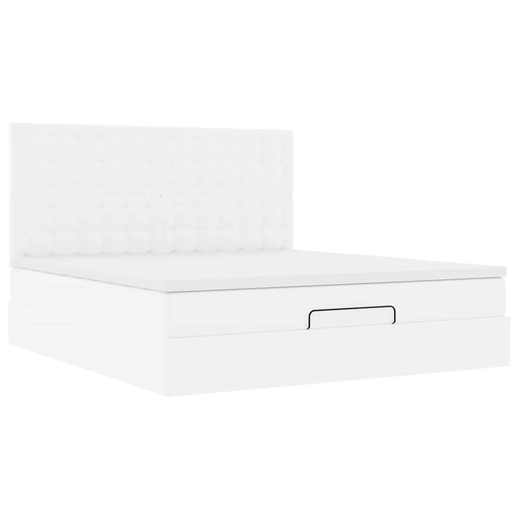 Ottoman bed met matras en LED's 180x200cm kunstleer wit is nu te koop bij PeponiXL, paradijselijk wonen!