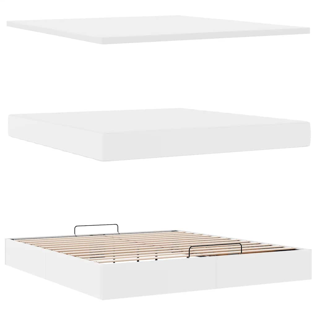 Ottoman bed met matras en LED's 180x200cm kunstleer wit is nu te koop bij PeponiXL, paradijselijk wonen!