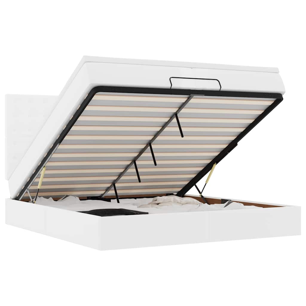 Ottoman bed met matrassen en LED's 200x200cm kunstleer wit is nu te koop bij PeponiXL, paradijselijk wonen!