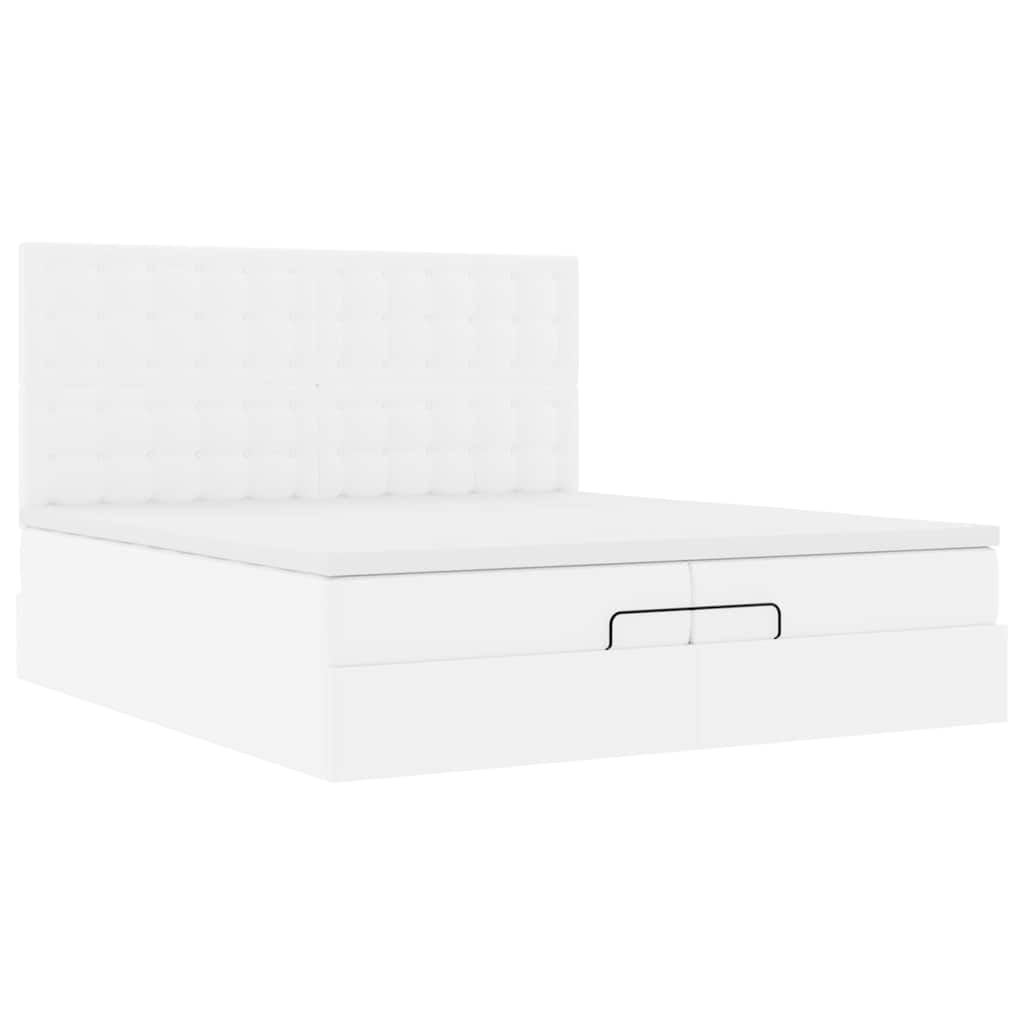 Ottoman bed met matrassen en LED's 200x200cm kunstleer wit is nu te koop bij PeponiXL, paradijselijk wonen!