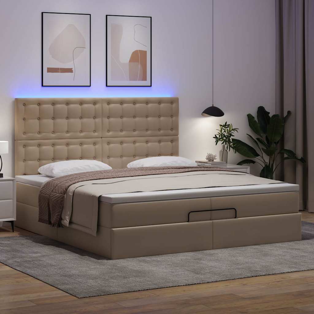 Ottoman bed met matrassen en LED's 200x200cm kunstleer is nu te koop bij PeponiXL, paradijselijk wonen!