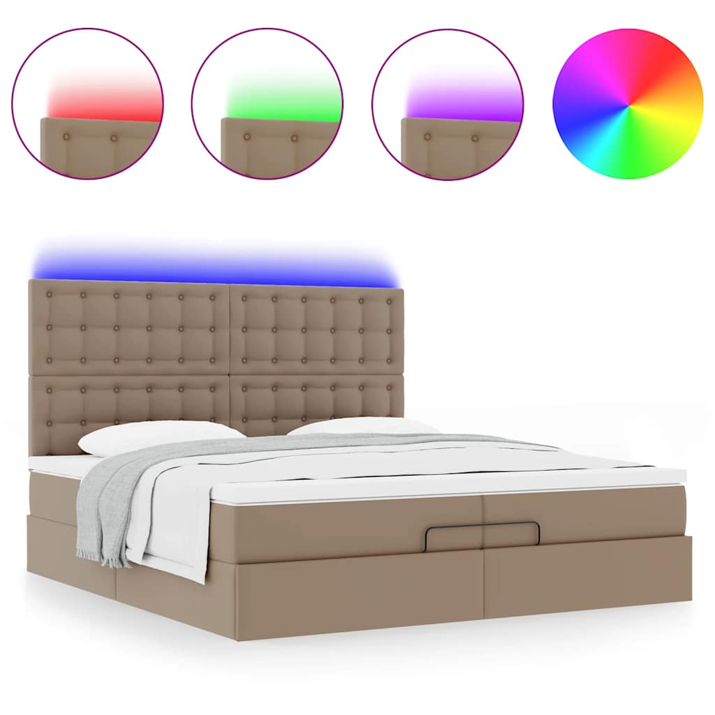 Ottoman bed met matrassen en LED's 200x200cm kunstleer is nu te koop bij PeponiXL, paradijselijk wonen!