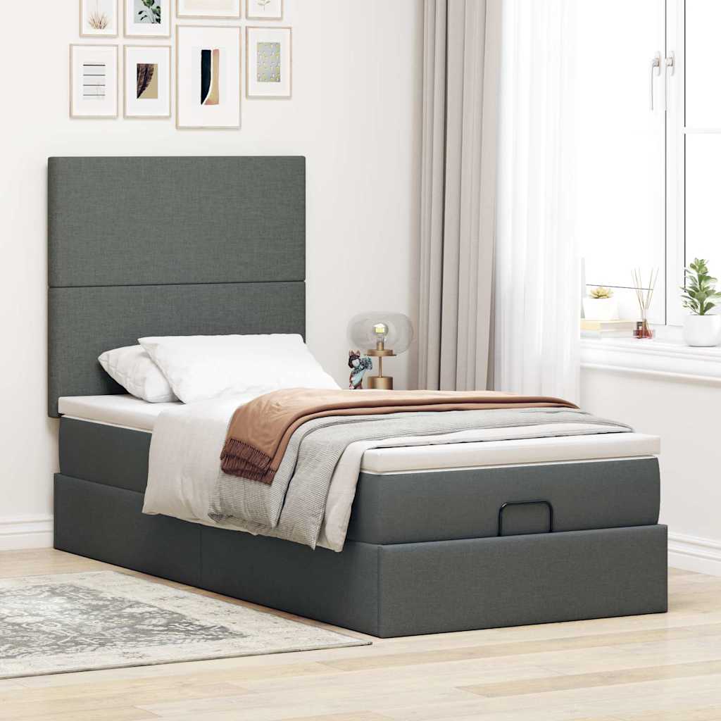 Bed poef met matras en LED's stof 80x200 cm donkergrijs is nu te koop bij PeponiXL, paradijselijk wonen!