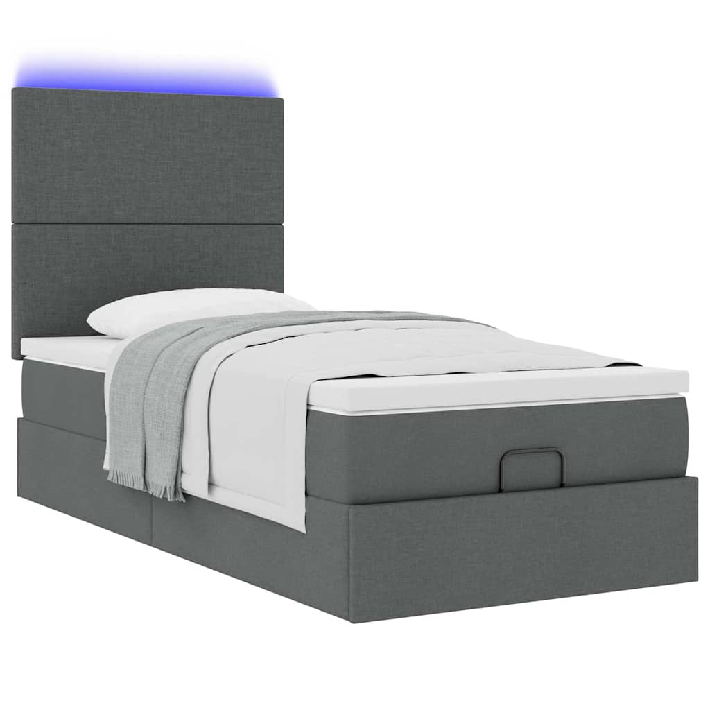 Bed poef met matras en LED's stof 80x200 cm donkergrijs is nu te koop bij PeponiXL, paradijselijk wonen!