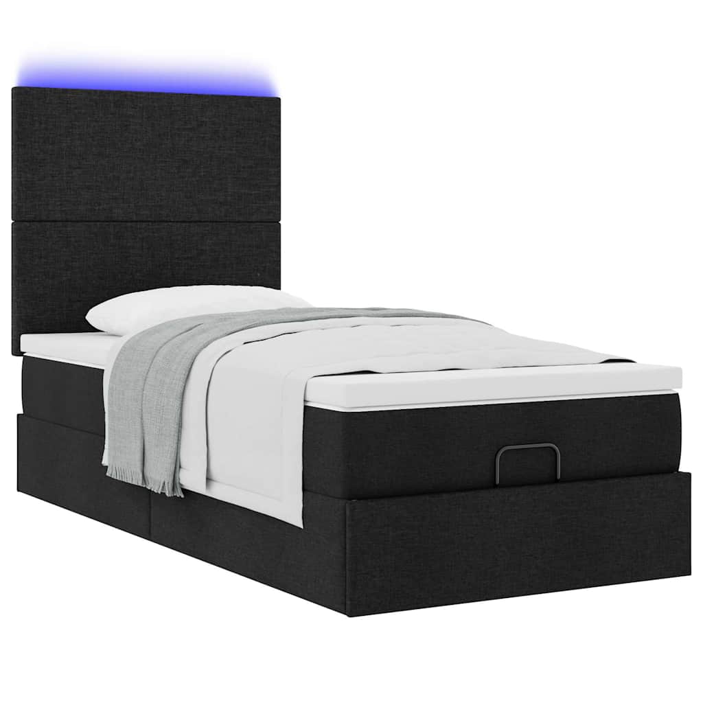 Bed poef met matras en LED's 80x200 cm stof zwart is nu te koop bij PeponiXL, paradijselijk wonen!