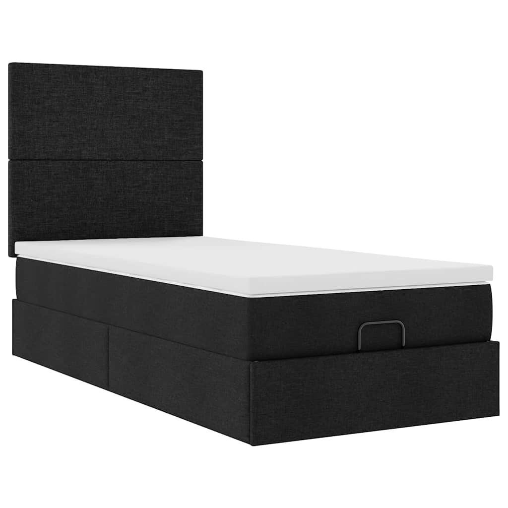 Bed poef met matras en LED's 80x200 cm stof zwart is nu te koop bij PeponiXL, paradijselijk wonen!