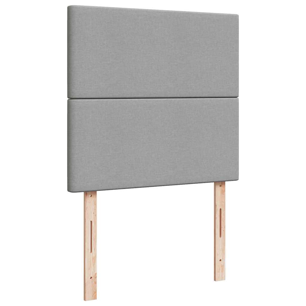 Ottoman bed met matras en LED's 90x190cm stof lichtgrijs is nu te koop bij PeponiXL, paradijselijk wonen!