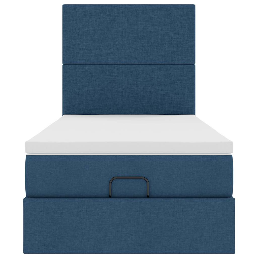 Ottoman bed met matras en LED's 90x190cm stof blauw is nu te koop bij PeponiXL, paradijselijk wonen!