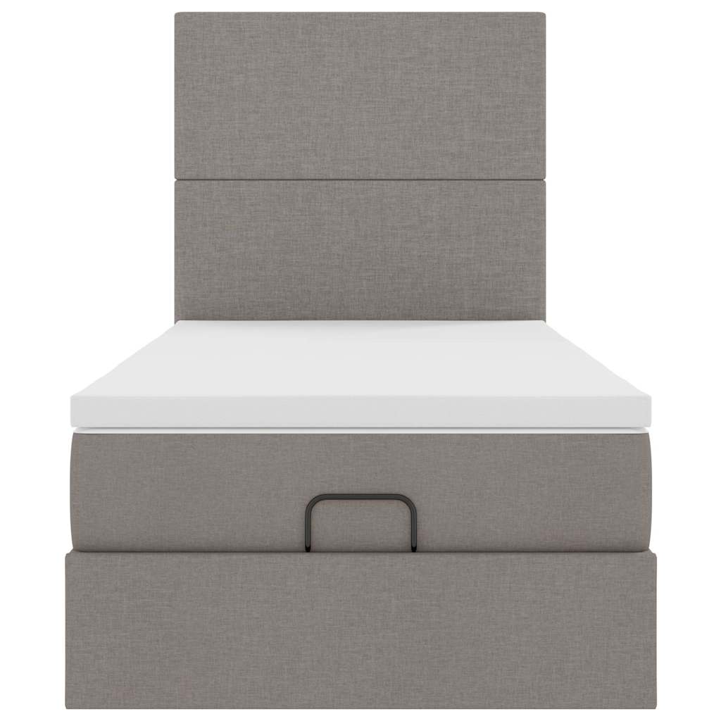 Ottoman bed met matras en LED's 100x200cm stof taupe is nu te koop bij PeponiXL, paradijselijk wonen!