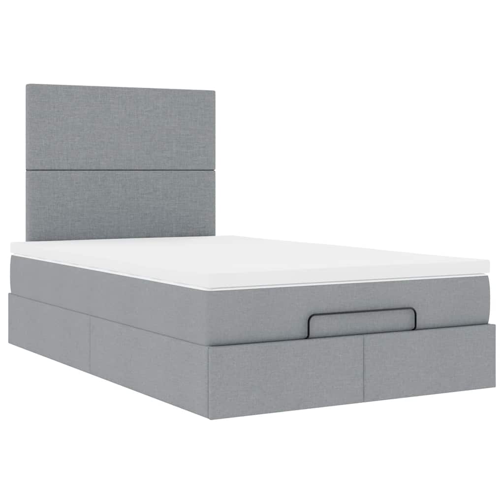 Ottoman bed met matras en LED's 120x190 cm stof lichtgrijs is nu te koop bij PeponiXL, paradijselijk wonen!