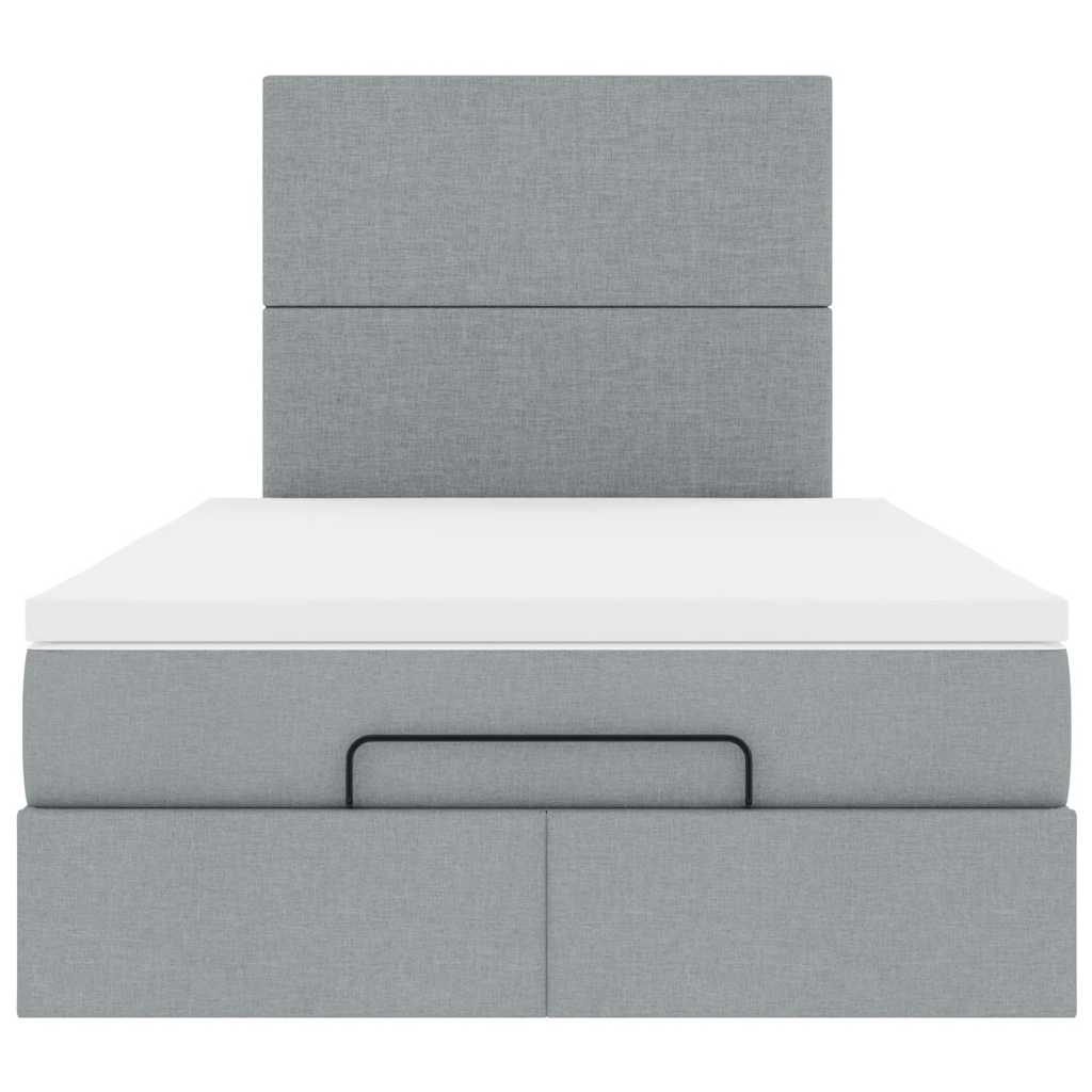Ottoman bed met matras en LED's 120x190 cm stof lichtgrijs is nu te koop bij PeponiXL, paradijselijk wonen!