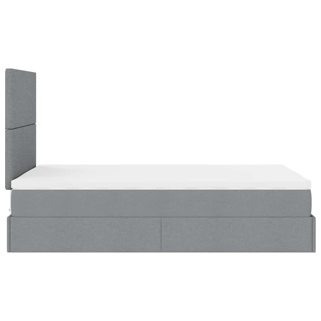 Ottoman bed met matras en LED's 120x190 cm stof lichtgrijs is nu te koop bij PeponiXL, paradijselijk wonen!