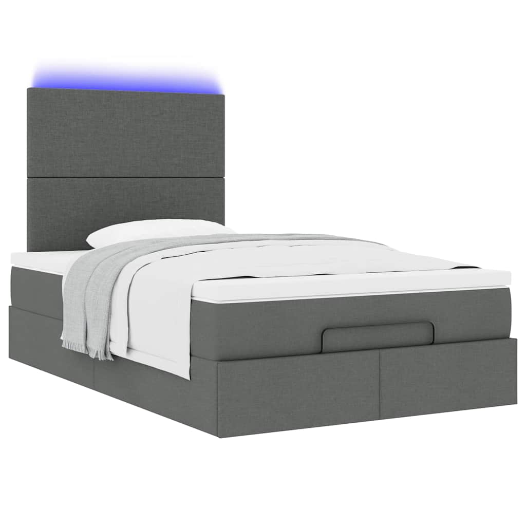 Ottoman bed met matras en LED's 120x190 cm stof donkergrijs is nu te koop bij PeponiXL, paradijselijk wonen!
