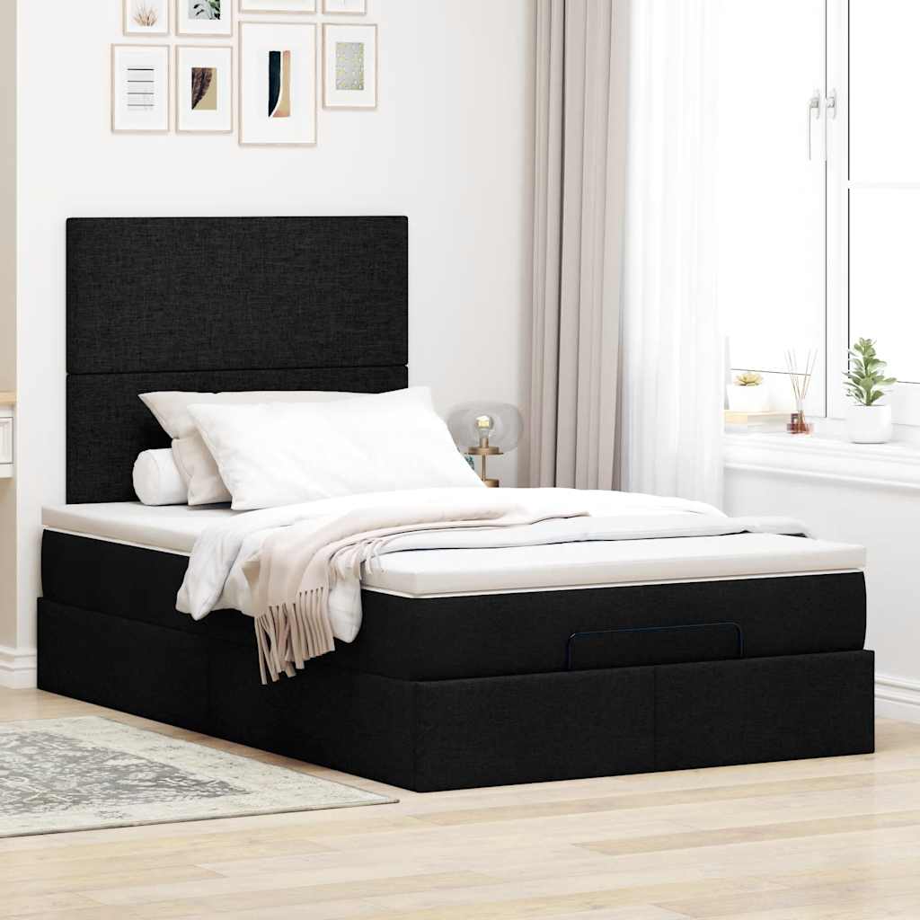 Ottoman bed met matras en LED's 120x190 cm stof zwart is nu te koop bij PeponiXL, paradijselijk wonen!