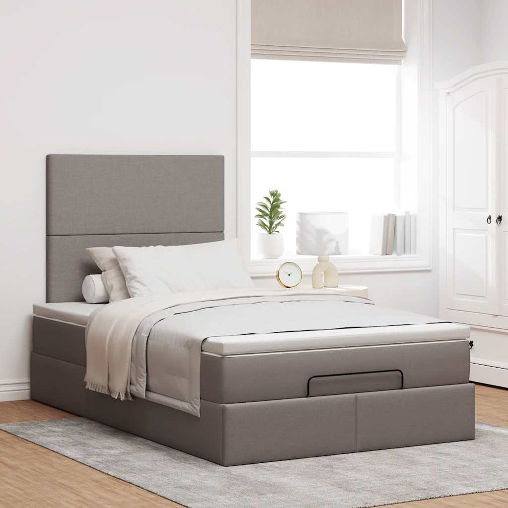 Ottoman bed met matras en LED's 120x190 cm stof taupe is nu te koop bij PeponiXL, paradijselijk wonen!