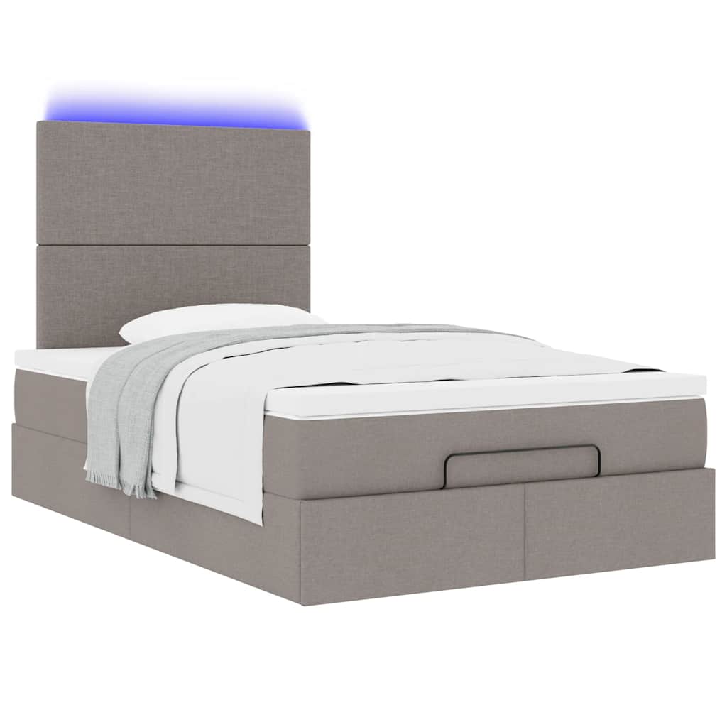 Ottoman bed met matras en LED's 120x190 cm stof taupe is nu te koop bij PeponiXL, paradijselijk wonen!