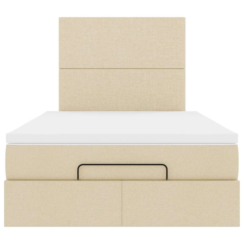 Ottoman bed met matras en LED's 120x190cm stof crèmekleurig is nu te koop bij PeponiXL, paradijselijk wonen!