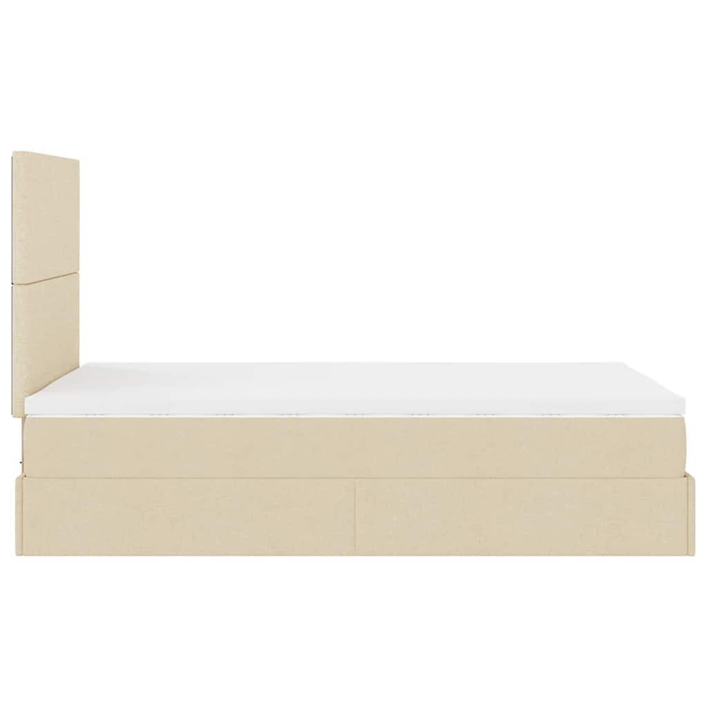 Ottoman bed met matras en LED's 120x190cm stof crèmekleurig is nu te koop bij PeponiXL, paradijselijk wonen!