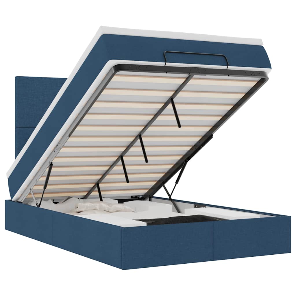 Ottoman bed met matras en LED's 120x190 cm stof blauw is nu te koop bij PeponiXL, paradijselijk wonen!