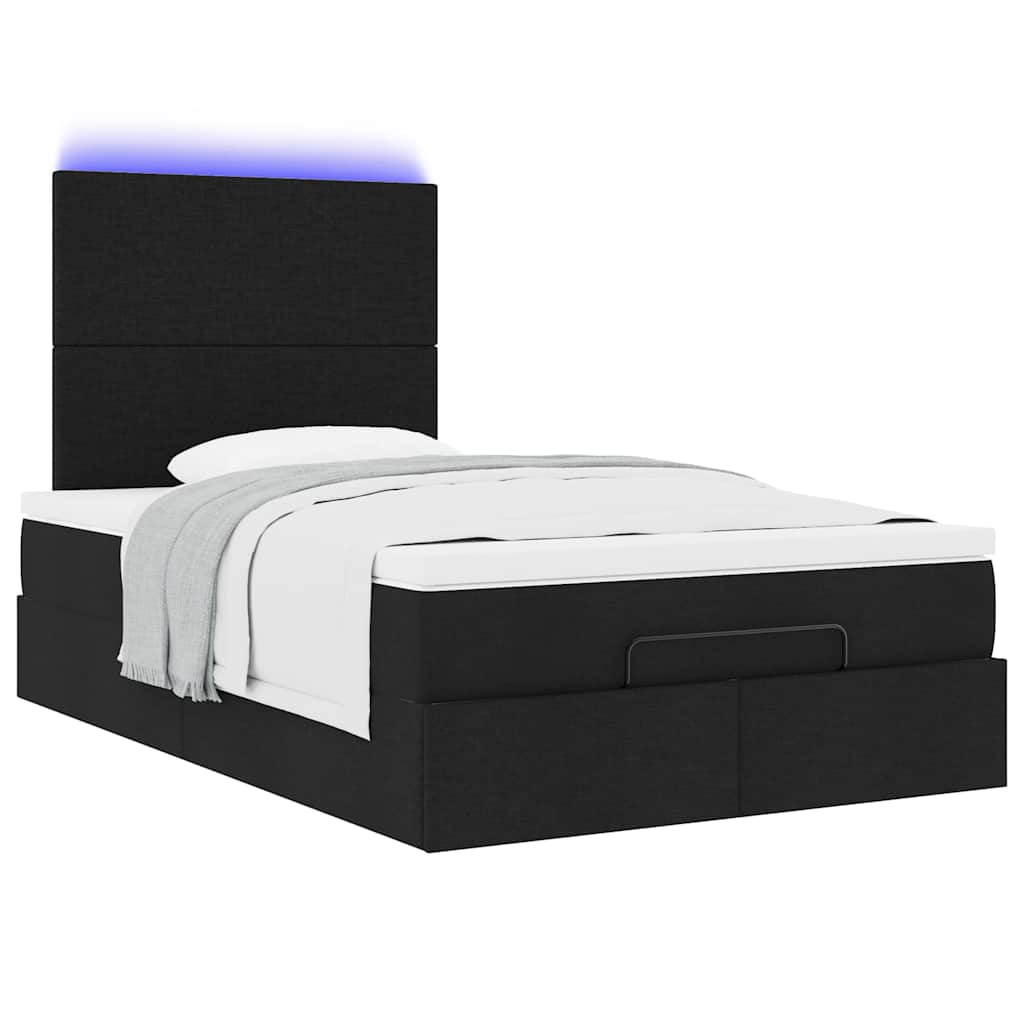 Ottoman bed met matras en LED's 120x200cm stof zwart is nu te koop bij PeponiXL, paradijselijk wonen!