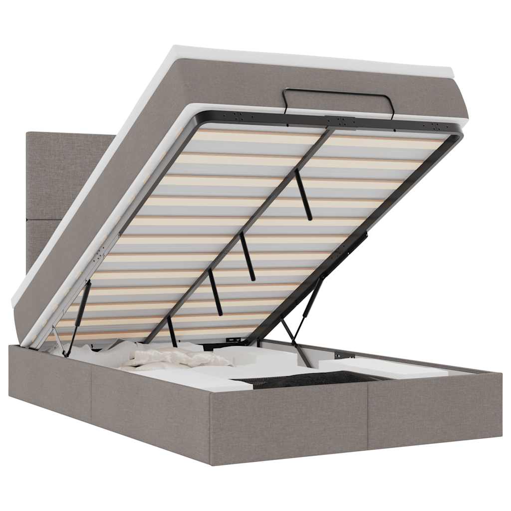 Ottoman bed met matras en LED's 120x200cm stof taupe is nu te koop bij PeponiXL, paradijselijk wonen!