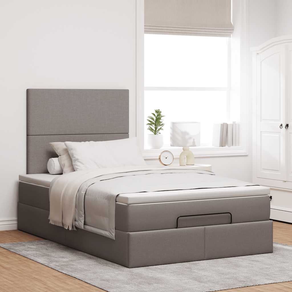 Ottoman bed met matras en LED's 120x200cm stof taupe is nu te koop bij PeponiXL, paradijselijk wonen!