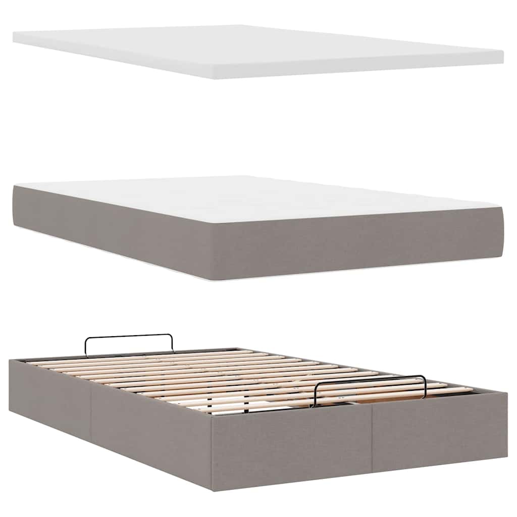 Ottoman bed met matras en LED's 120x200cm stof taupe is nu te koop bij PeponiXL, paradijselijk wonen!