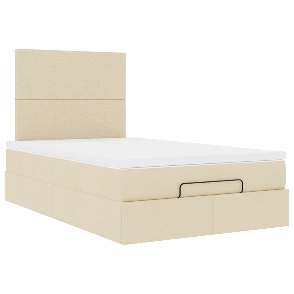 Ottoman bed met matras en LED's 120x200cm stof crèmekleurig is nu te koop bij PeponiXL, paradijselijk wonen!