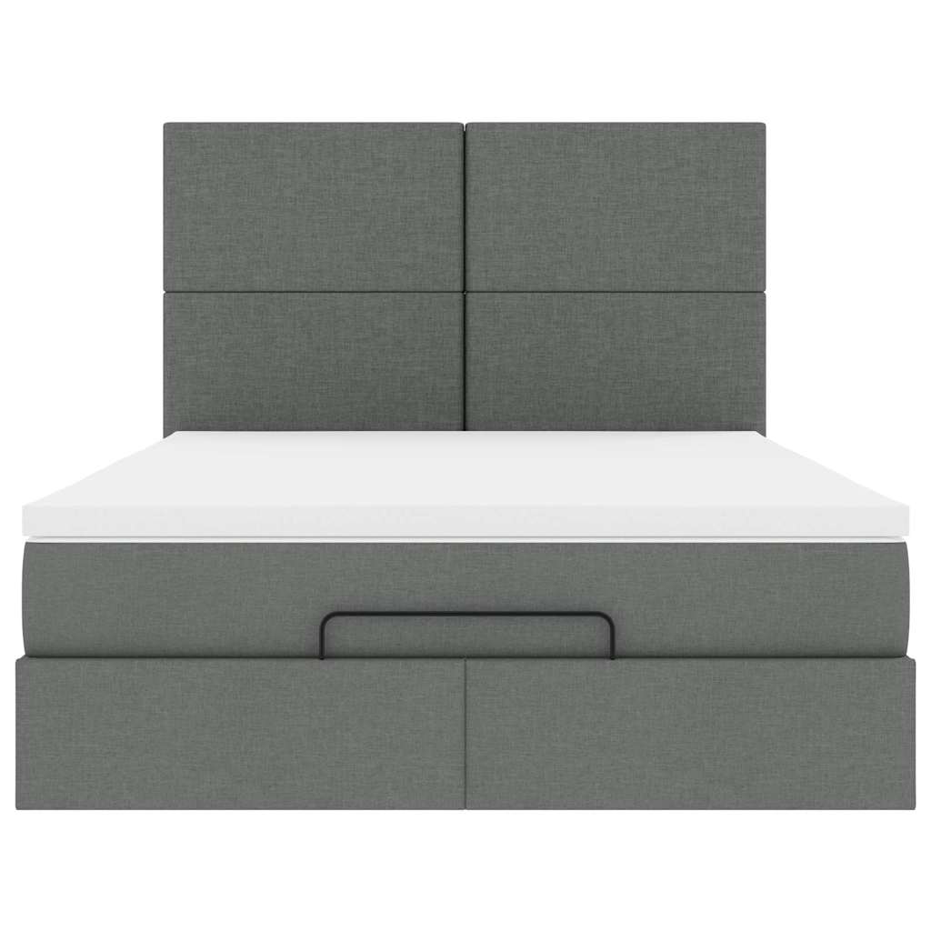 Ottoman bed met matras en LED's 140x190cm stof donkergrijs is nu te koop bij PeponiXL, paradijselijk wonen!
