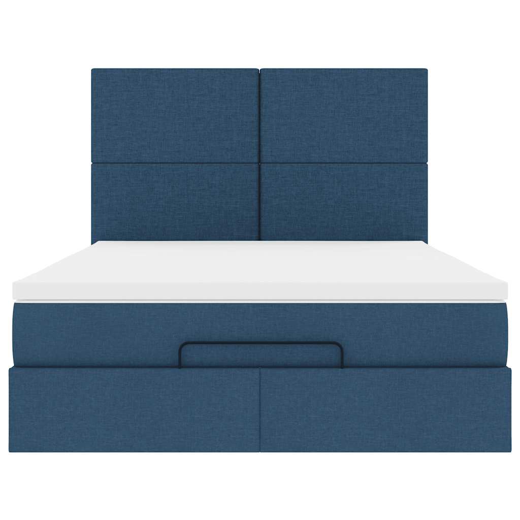 Ottoman bed met matras en LED's 140x190cm stof blauw is nu te koop bij PeponiXL, paradijselijk wonen!