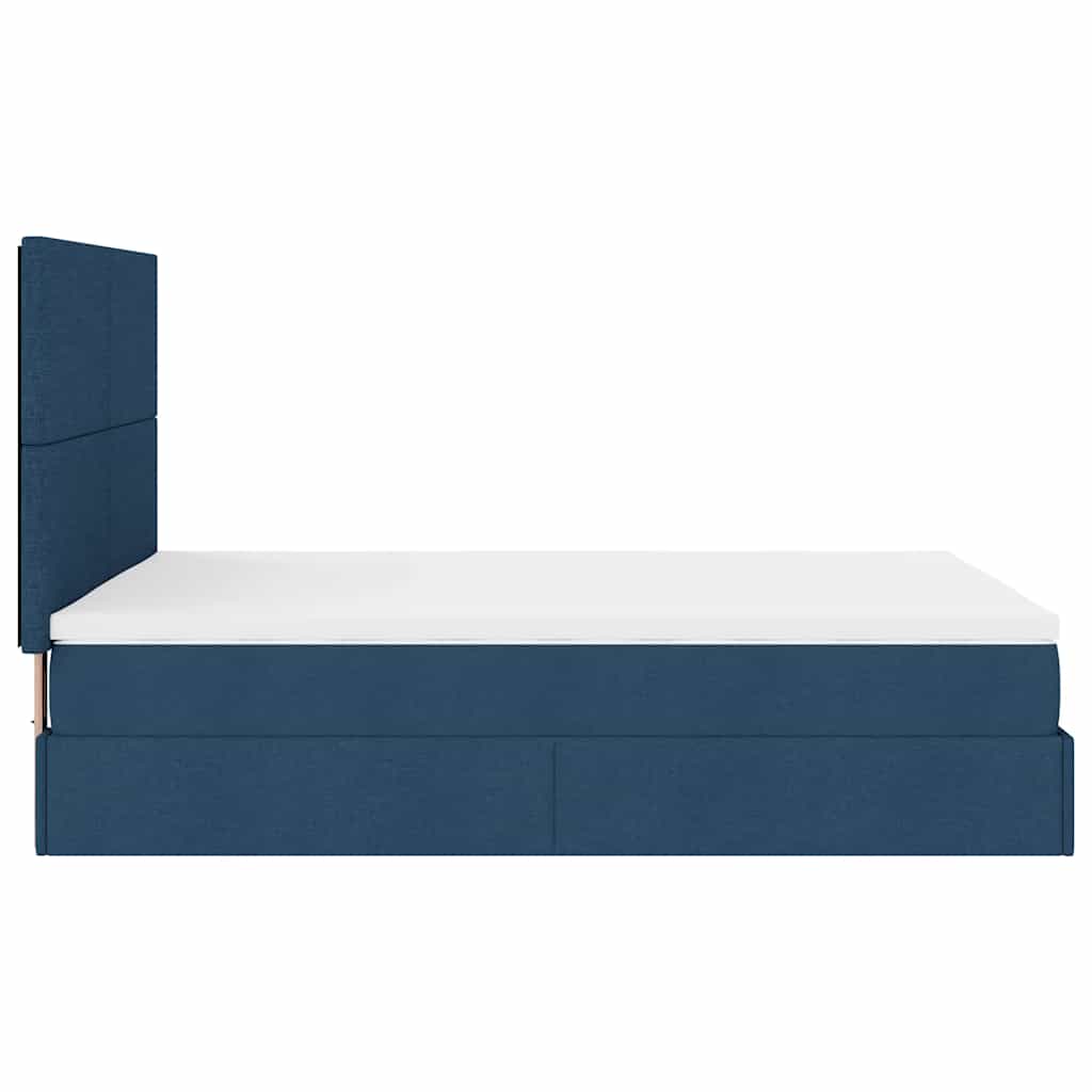 Ottoman bed met matras en LED's 140x190cm stof blauw is nu te koop bij PeponiXL, paradijselijk wonen!