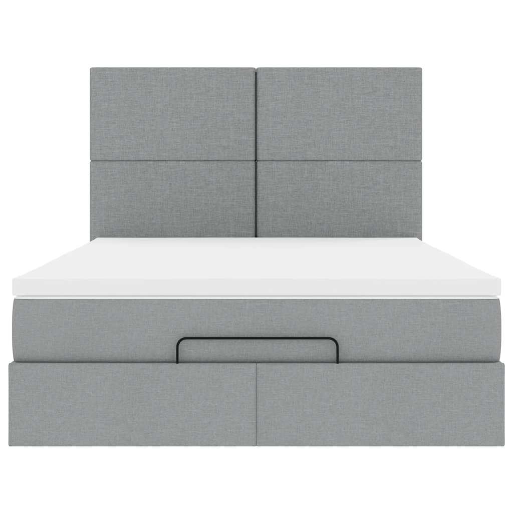 Ottoman bed met matras en LED's 140x200cm stof lichtgrijs is nu te koop bij PeponiXL, paradijselijk wonen!