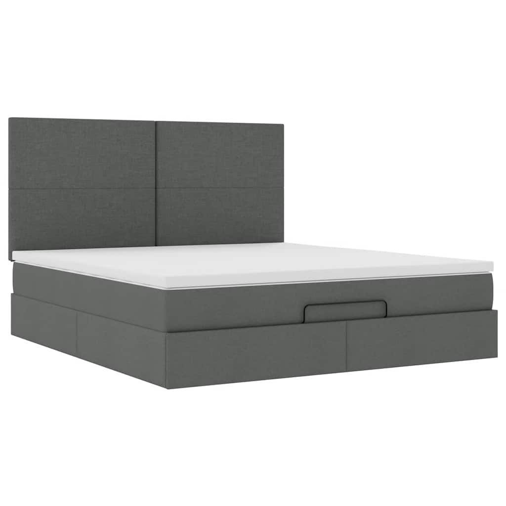 Ottoman bed met matras en LED's 160x200cm stof donkergrijs is nu te koop bij PeponiXL, paradijselijk wonen!