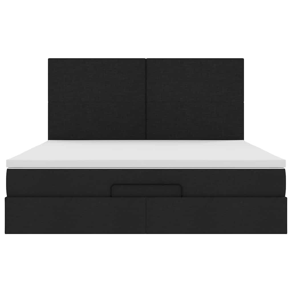 Ottoman bed met matras en LED's 160x200cm stof zwart is nu te koop bij PeponiXL, paradijselijk wonen!