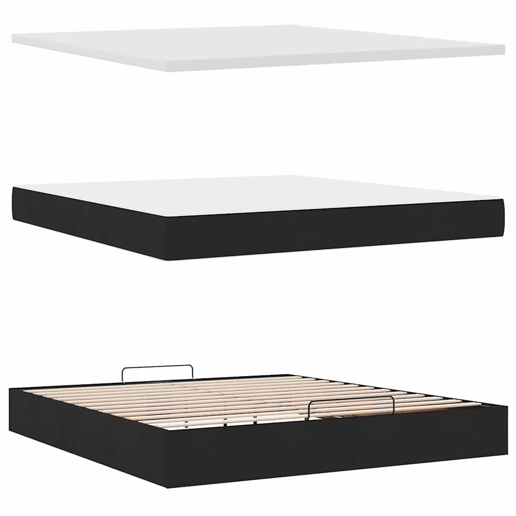 Ottoman bed met matras en LED's 160x200cm stof zwart is nu te koop bij PeponiXL, paradijselijk wonen!