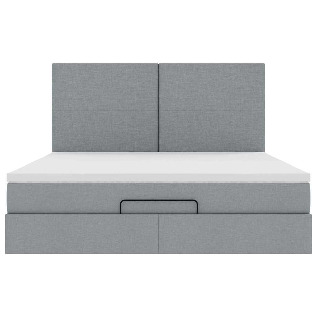 Ottoman bed met matras en LED's 180x200cm stof lichtgrijs is nu te koop bij PeponiXL, paradijselijk wonen!